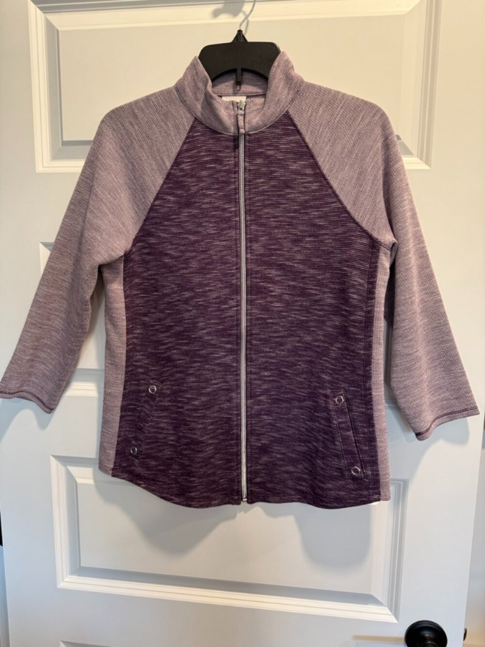 Chico's Weekend space-dye full-zip mock-neck jacket, Size 0